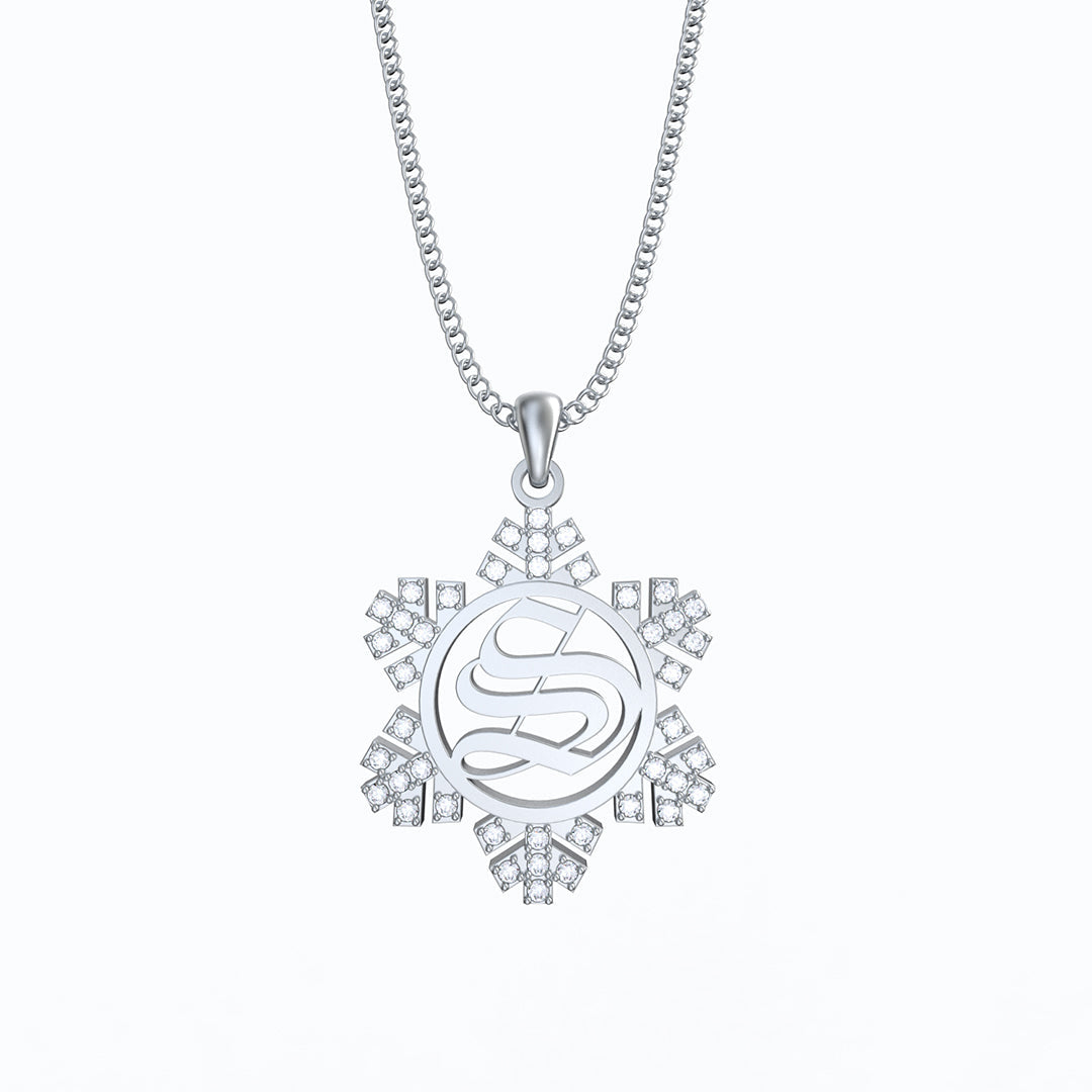 Mother's Day Gift Snowflake Initial Diamond Necklace-Engravingift
