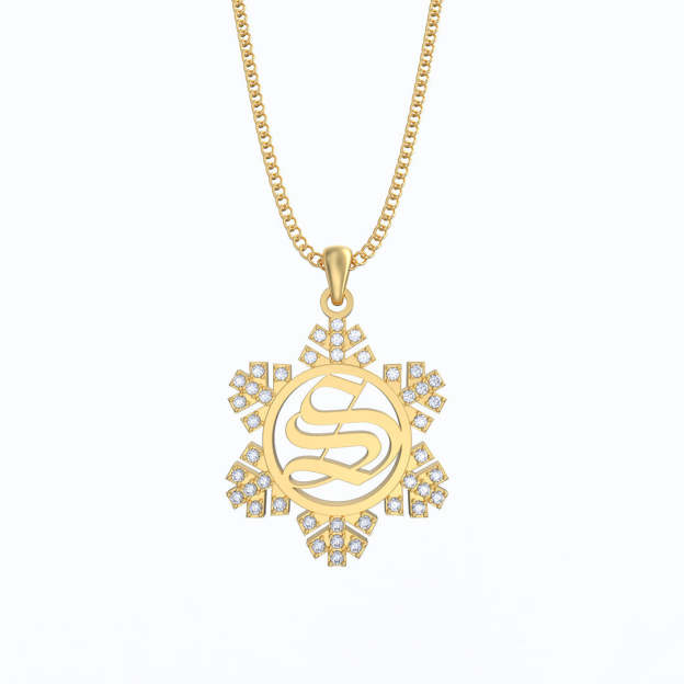 Mother's Day Gift Snowflake Initial Diamond Necklace-Engravingift