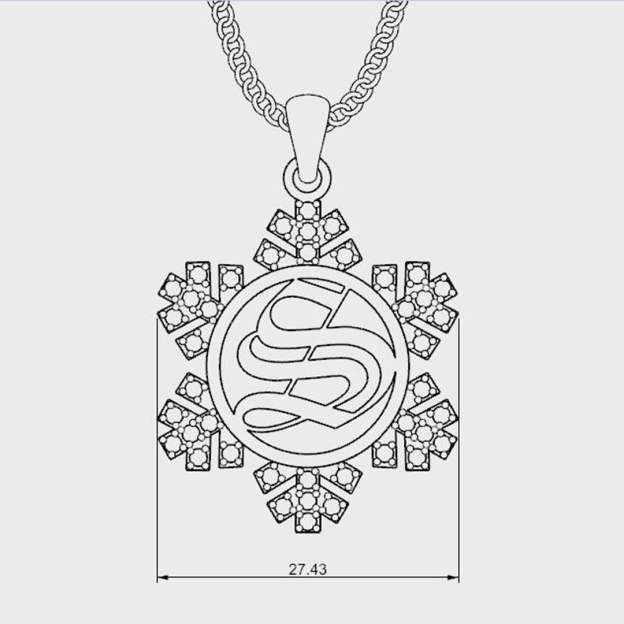 Mother's Day Gift Snowflake Initial Diamond Necklace-Engravingift