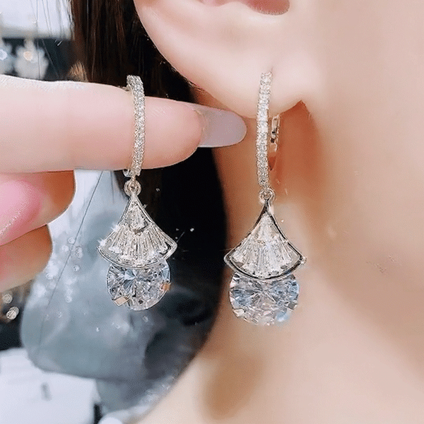 Mother's Day Gift Scalloped Crystal Earrings-Engravingift