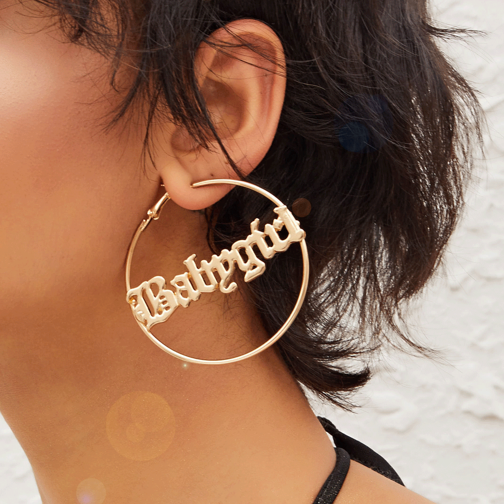 Mother's Day Gift Personalized Name Hoop Earrings Gifts for Her-Engravingift