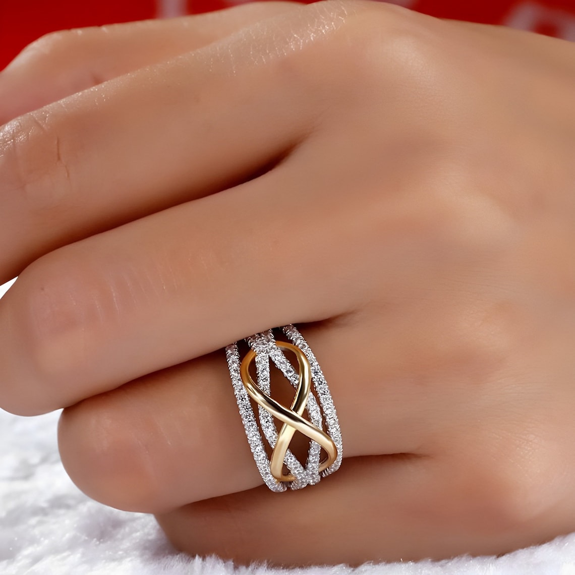 Mother's Day Gift Mother and Daughter Forever Linked Together Infinity Ring-Engravingift