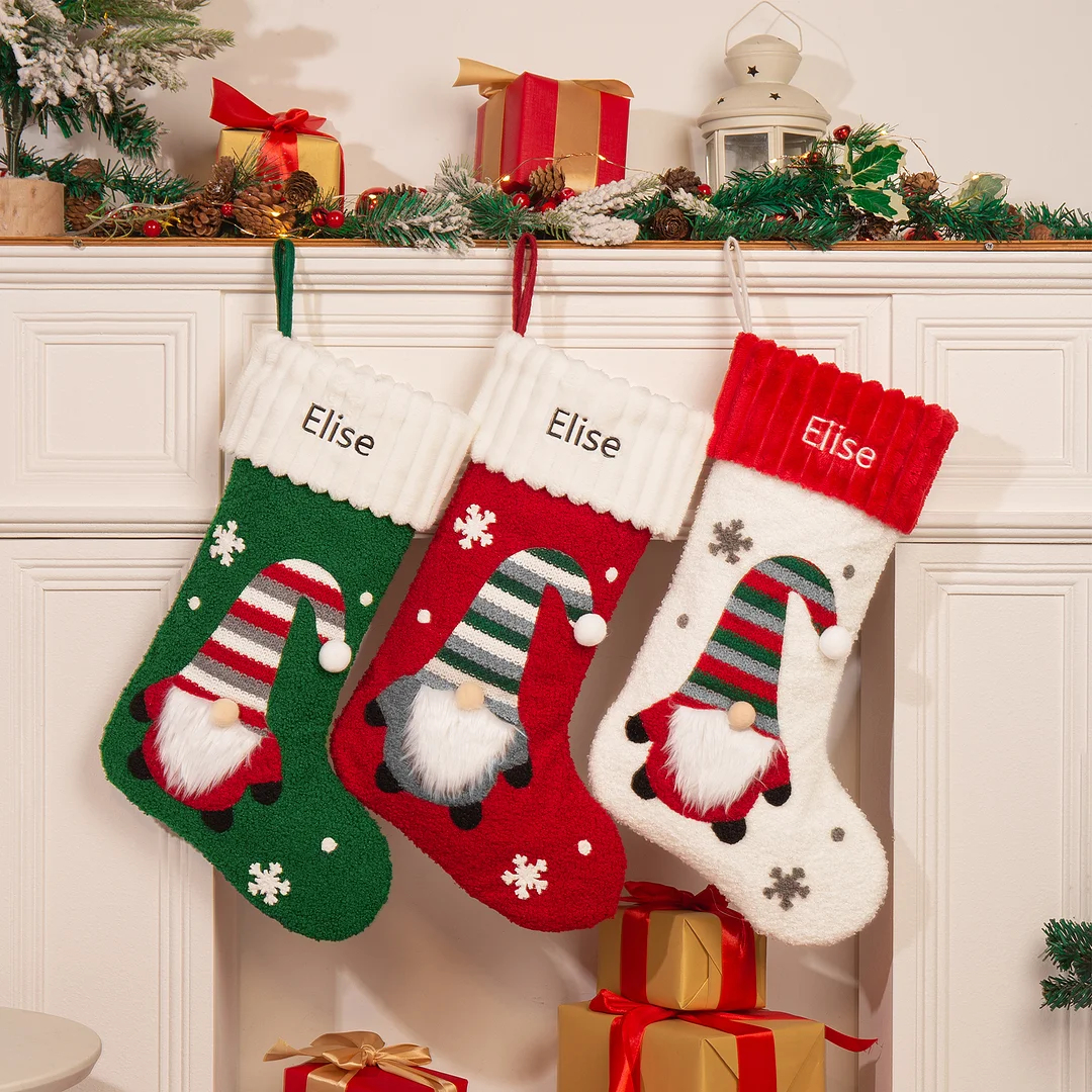 Christmas Personalized Stockings Ornaments Custom Name Santa Claus stocking Christmas Gifts for Family Friends-Engravingift