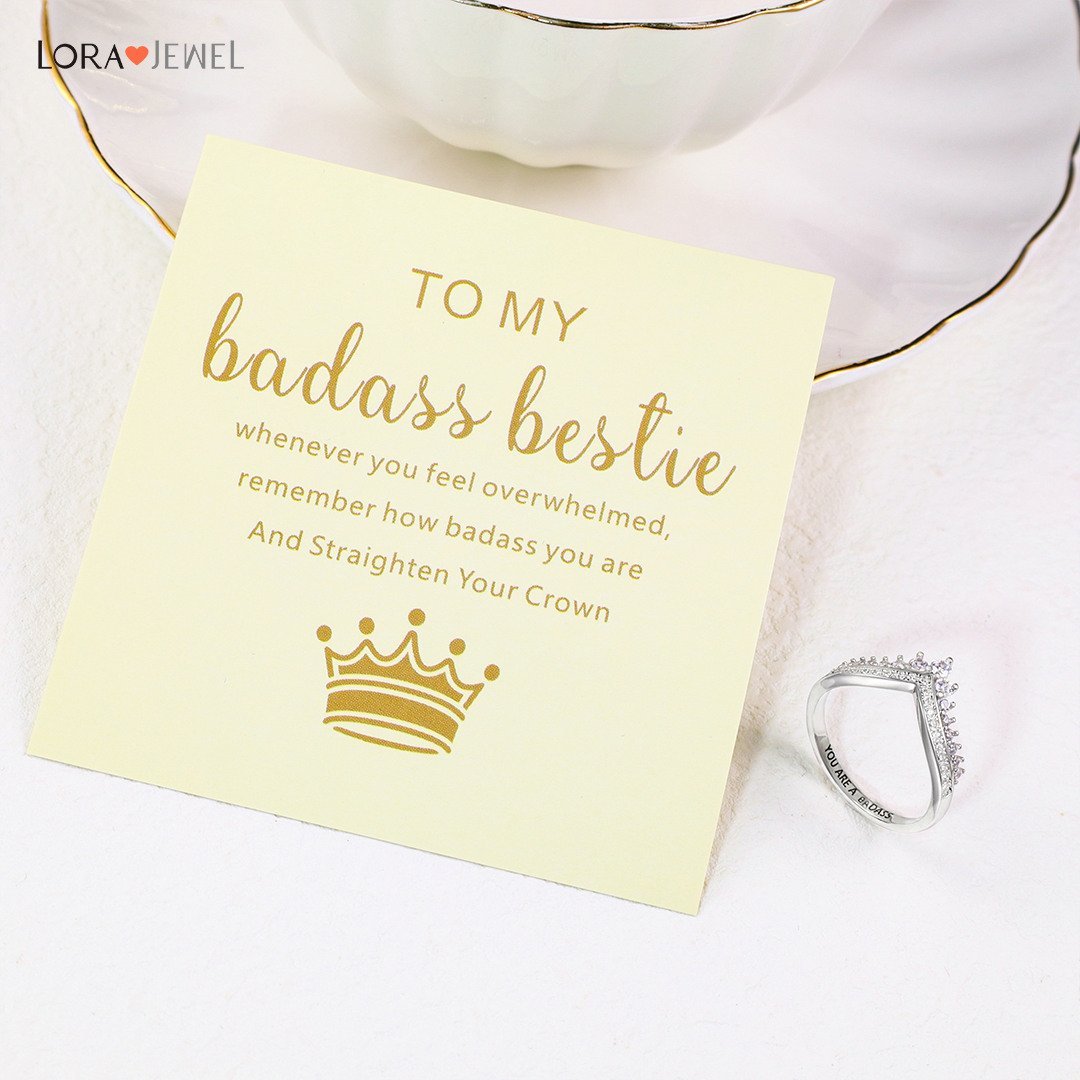 Christmas Gift To My Bestie Crown Ring "Remember How Badass You Are and Straighten Your Crown"