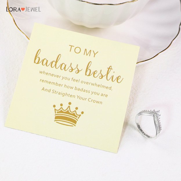 Christmas Gift To My Bestie Crown Ring "Remember How Badass You Are and Straighten Your Crown"