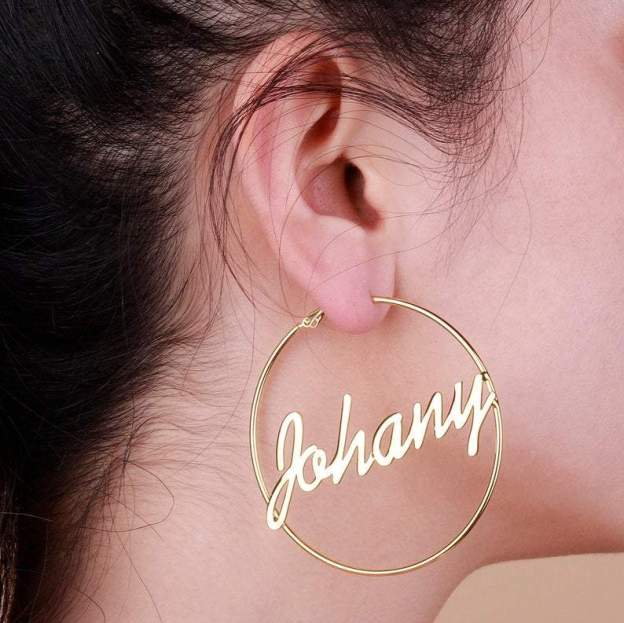 Mother's Day Gift Personalized Name Hoop Earrings for Her-Engravingift