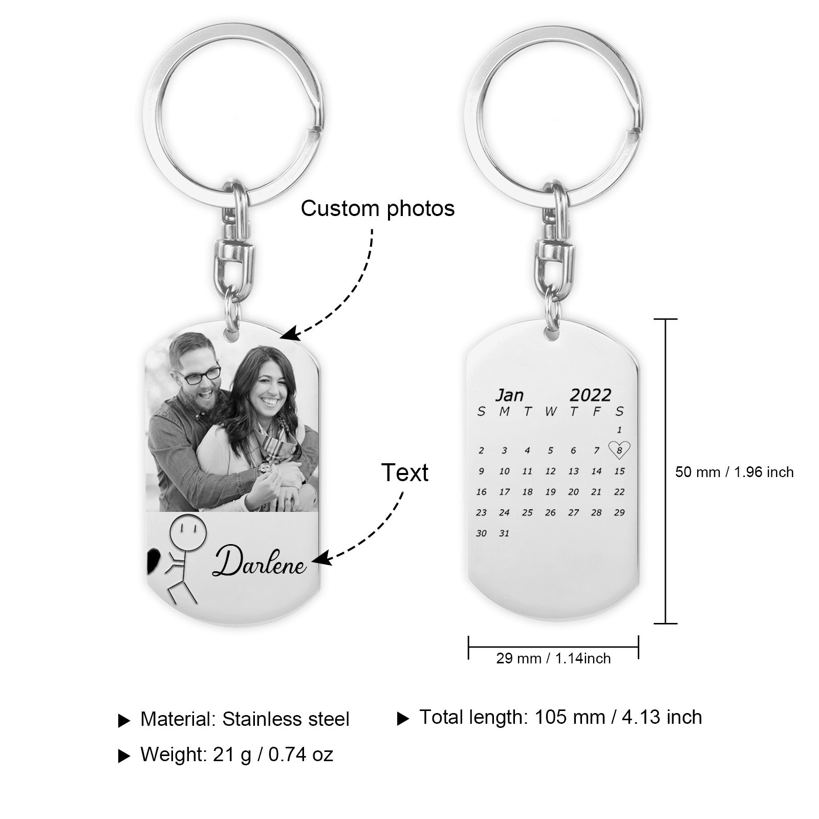 Mother's Day Gift Anniversary date ideas Couple Keychain Customized Photo Funny Heart Matching Keyring-Engravingift