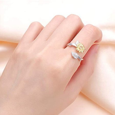 Mother's Day Gift Golden Sunflower Ring "You Are My Sunshine"-Engravingift
