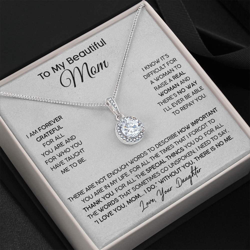 Mother's Day Gift To My Beautiful Mom S925 Sterling Silver Necklace "FOR ALL THE TIMES THAT I FORGOT TO THANK YOU"-Engravingift
