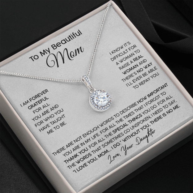 Mother's Day Gift To My Beautiful Mom S925 Sterling Silver Necklace "FOR ALL THE TIMES THAT I FORGOT TO THANK YOU"-Engravingift