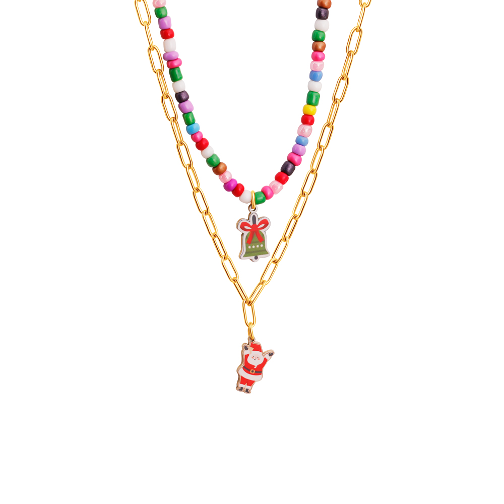 Christmas beads double layer necklace