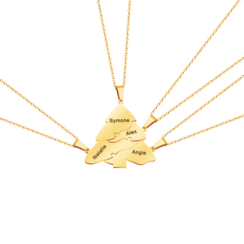 Christmas Gift Family/Sibling/BFF Gift Personalized Christmas Tree Puzzle Pieces Necklace
