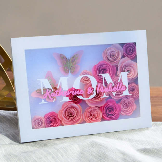 Mother's Day Gift Custom Flower Mom Shadow Box with Kids Names Gift for Mom Grandma-Engravingift