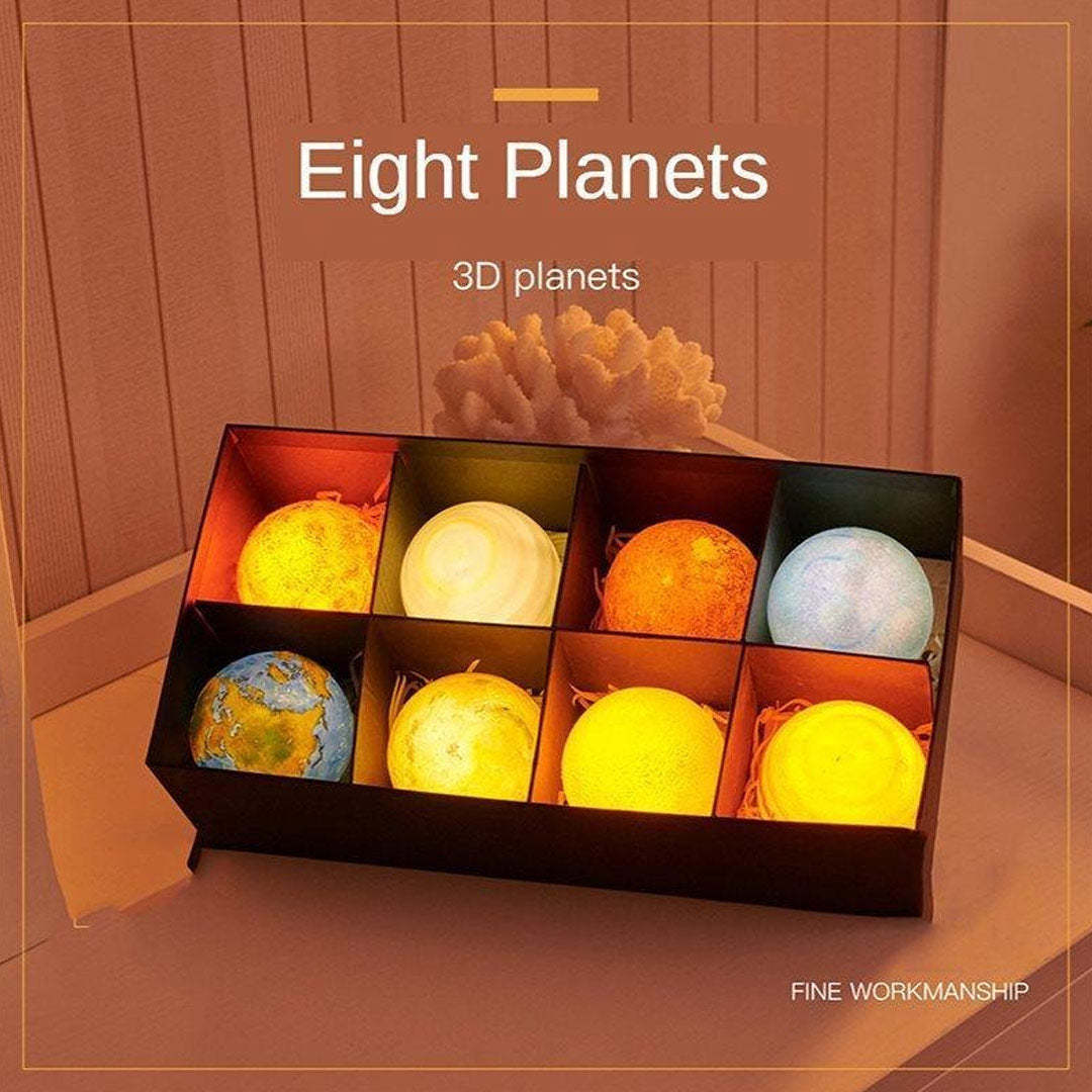 Mother's Day Gift Eight planets 3D Print LED Lamp Set-Engravingift