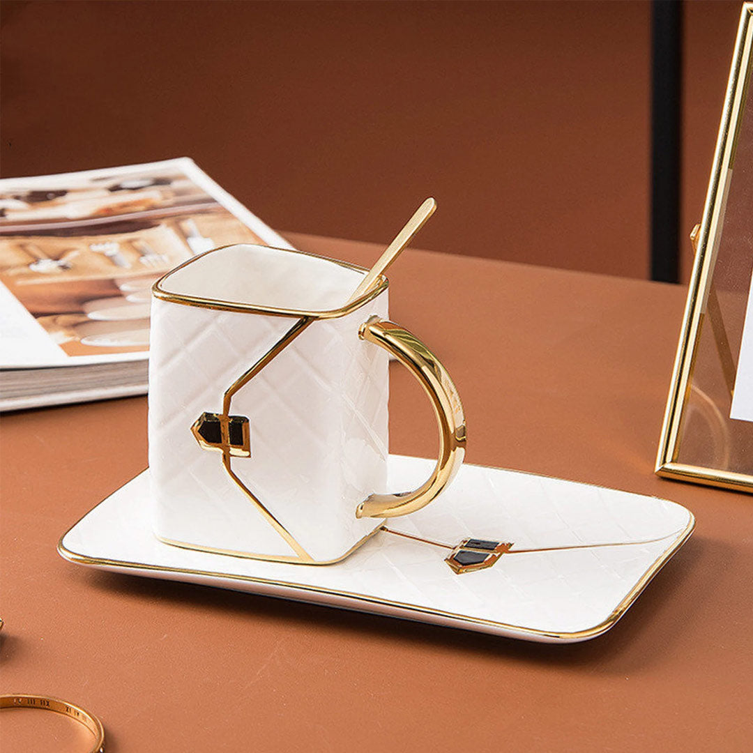 Mother's Day Gift Handbag-Shaped Creative Mug With Saucer & Spoon-Engravingift