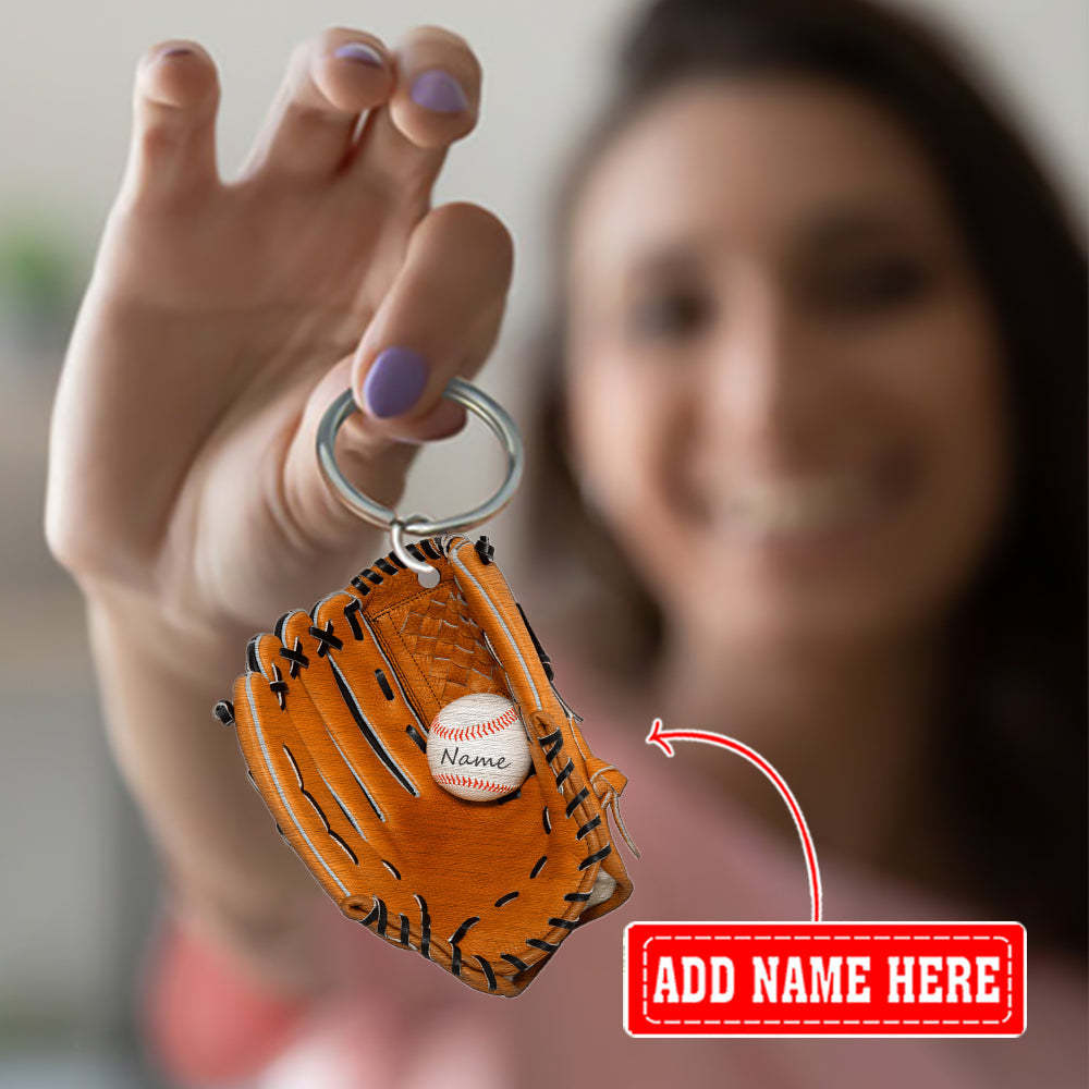 Mother's Day Gift Personalized Baseball Gloves Acrylic Keychain For Baseball Lovers-Engravingift