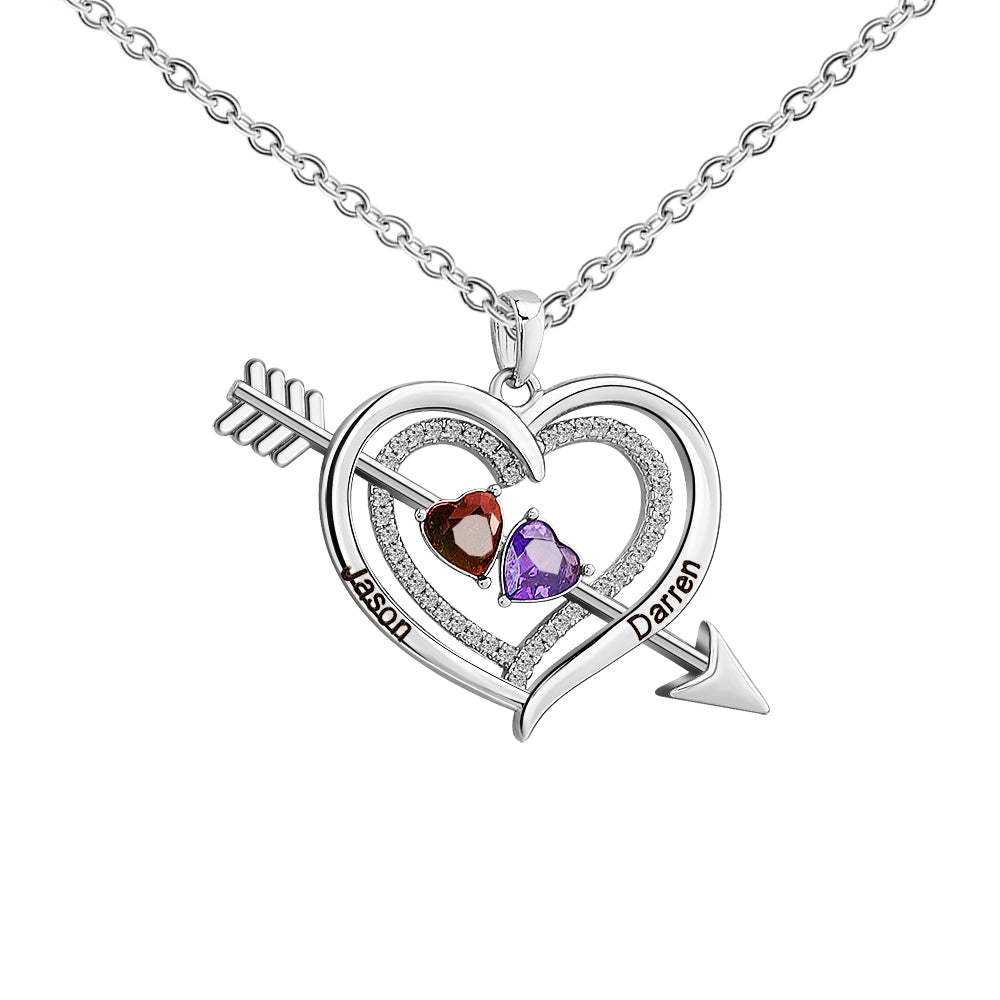 Mother's Day Day Gift Forever Love Birthstone & Diamond Heart Pendant Necklace-Engravingift