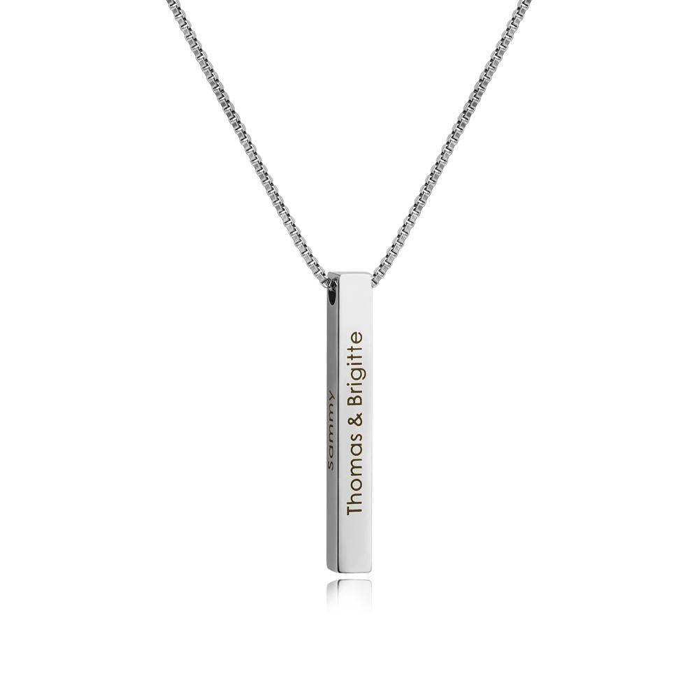 Christmas Gift Personalized Engraved 3D Bar Necklace