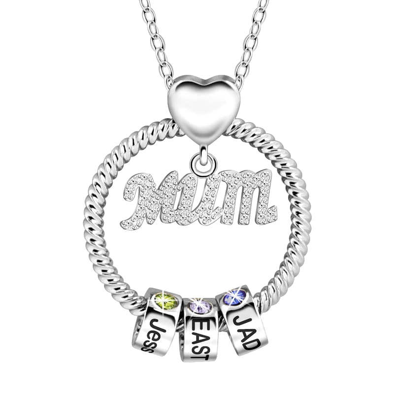 Personalized Circle Pendant with Custom Beads Birthstone Pendant Necklace