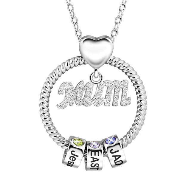 Personalized Circle Pendant with Custom Beads Birthstone Pendant Necklace