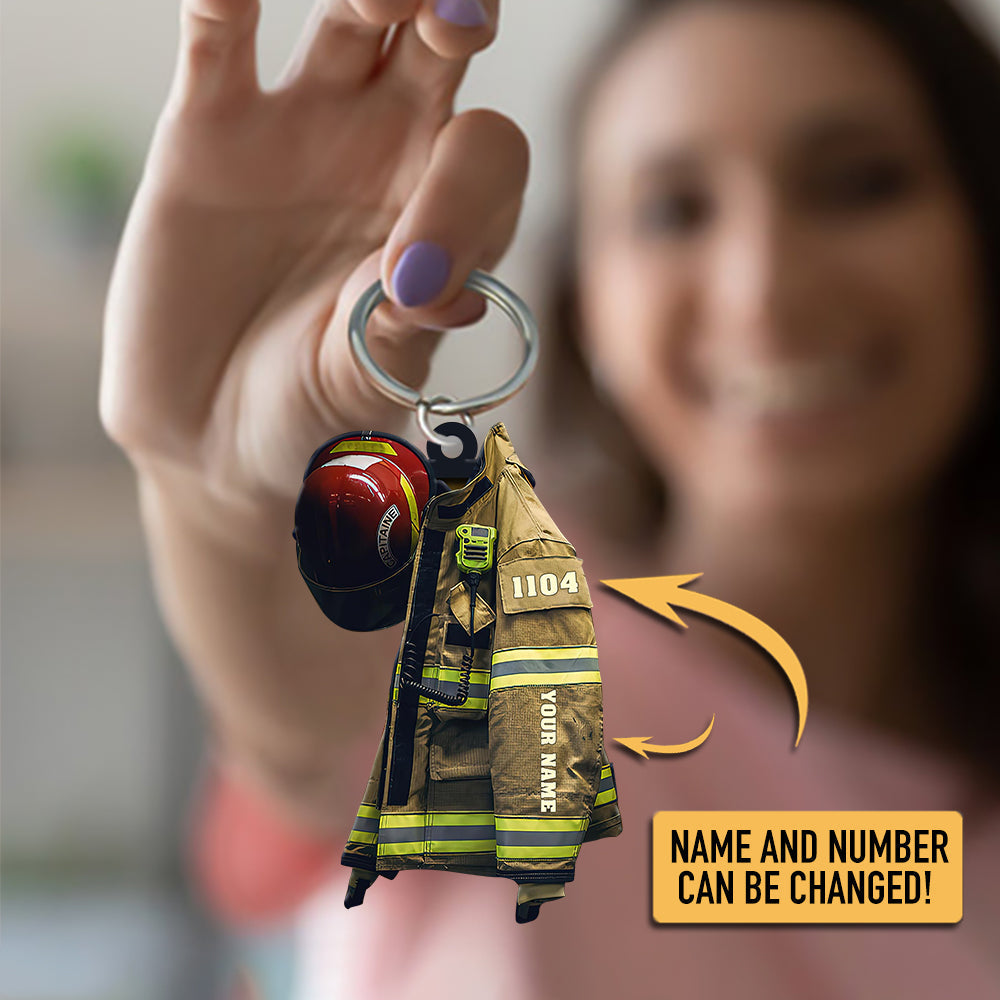 Christmas Gift 2022 New Release Personalized Firefighter Armor Shaped Flat Acrylic Keychain-Engravingift