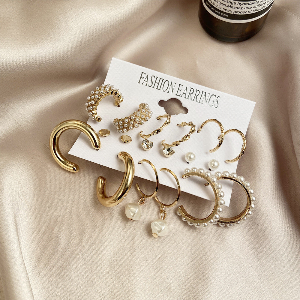 Mother's Day Gift Hot Sale Gold Geometric Pearl Earrings-Engravingift
