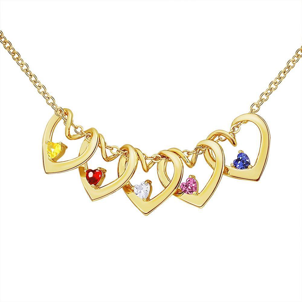 Christmas Gift Heart-shaped pendant and custom birthstone necklace