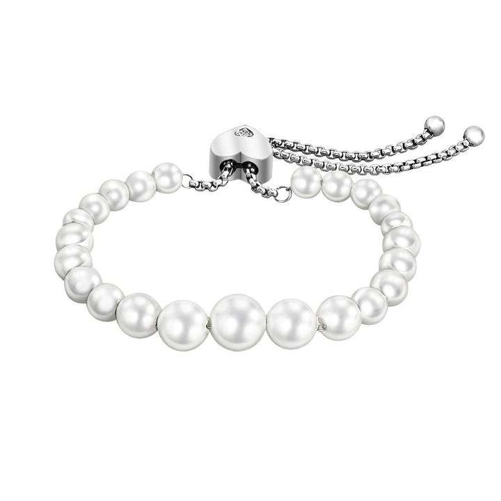 Mother's Day Gift Round White Freshwater Cultured Pearl Heart Bracelet for Women-Engravingift