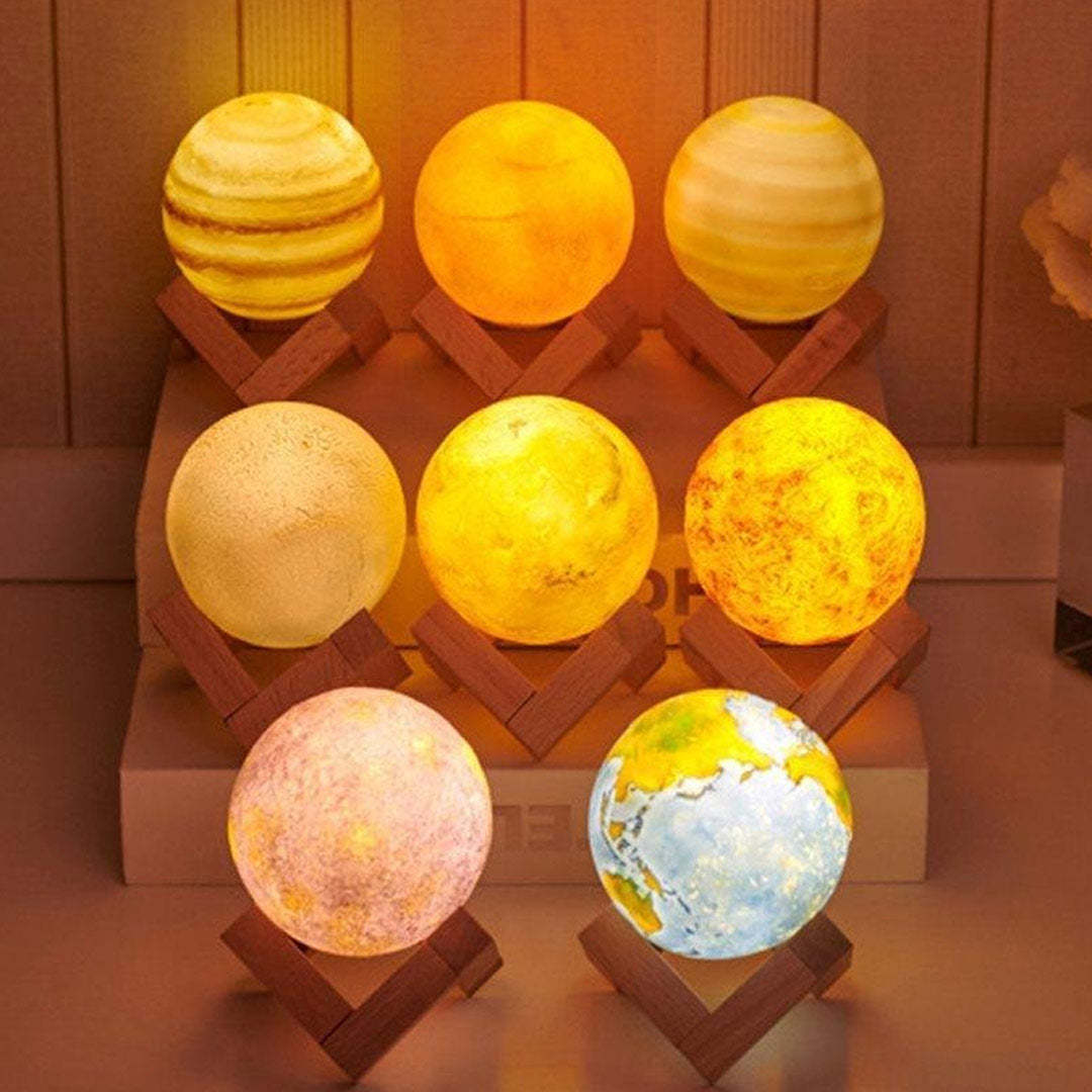 Mother's Day Gift Eight planets 3D Print LED Lamp Set-Engravingift