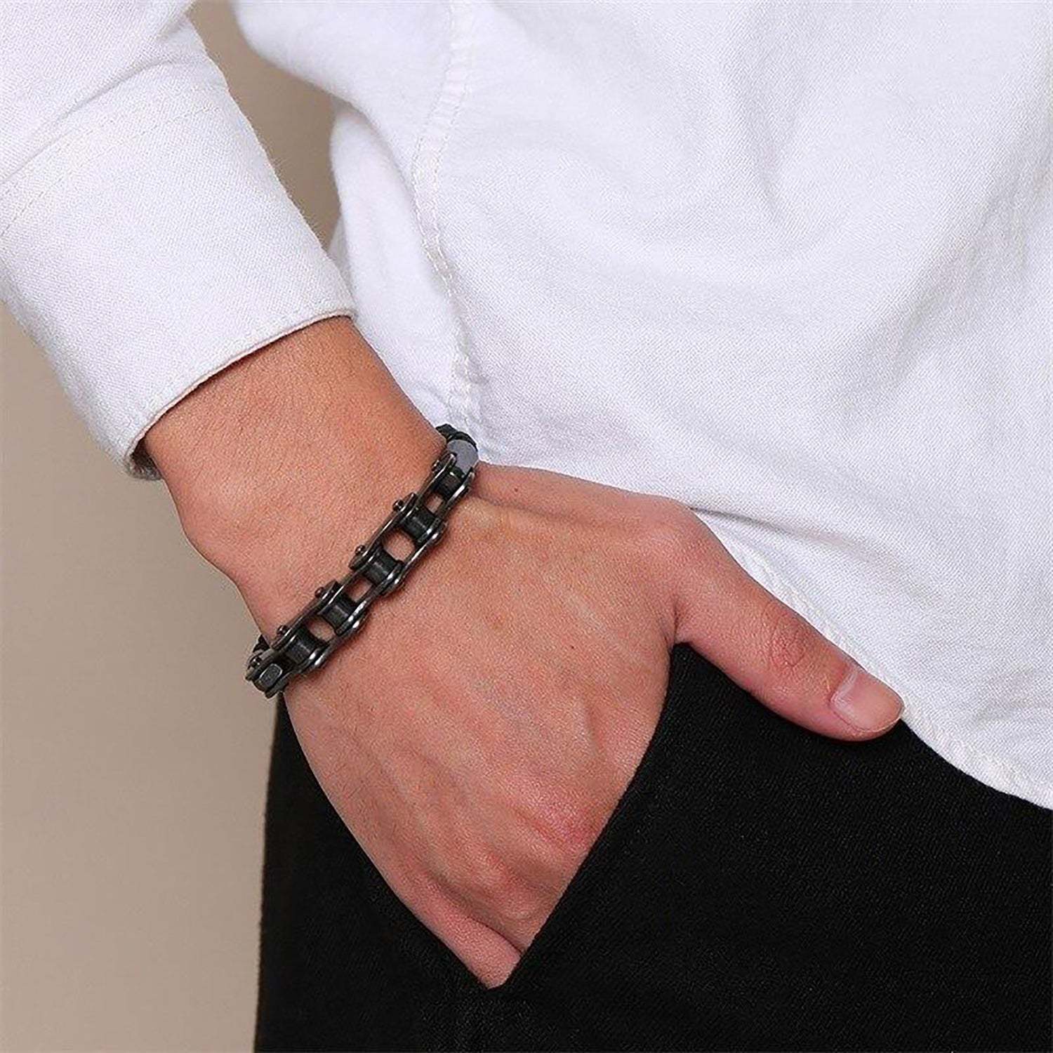 Christmas Gift To My Son - I Love You - Chain Woven Leather Bracelet - Biker