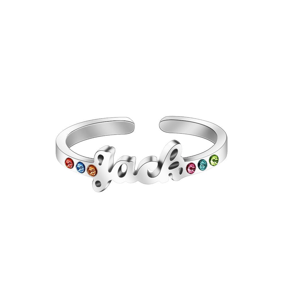 Mother's Day Gift Birthstone Name Ring