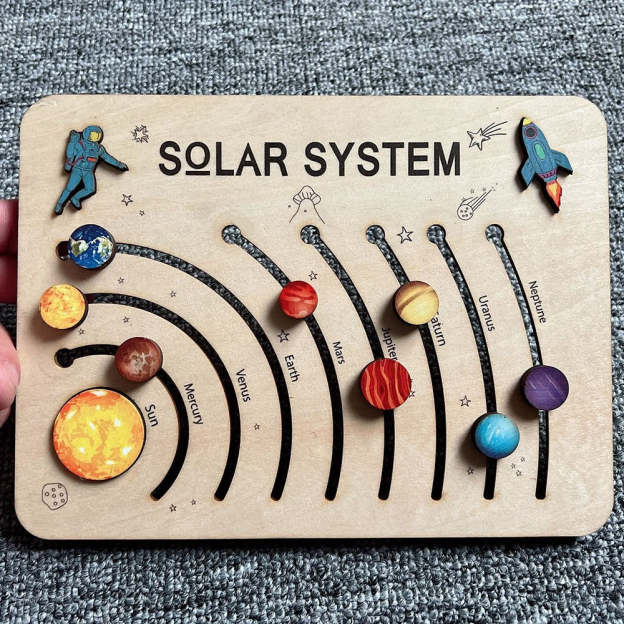 Christmas Gift Wooden Puzzle with Planets of the Solar System-Engravingift
