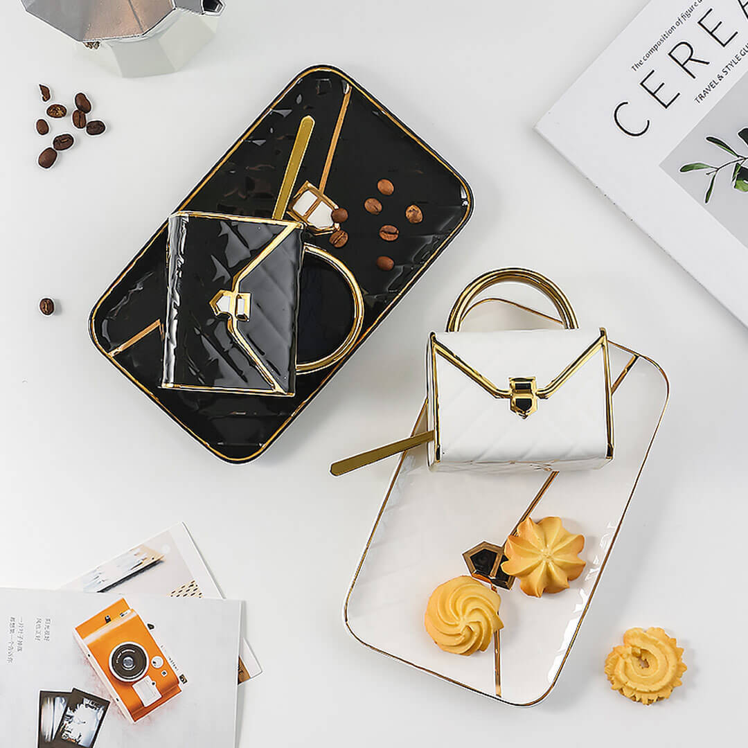 Mother's Day Gift Handbag-Shaped Creative Mug With Saucer & Spoon-Engravingift