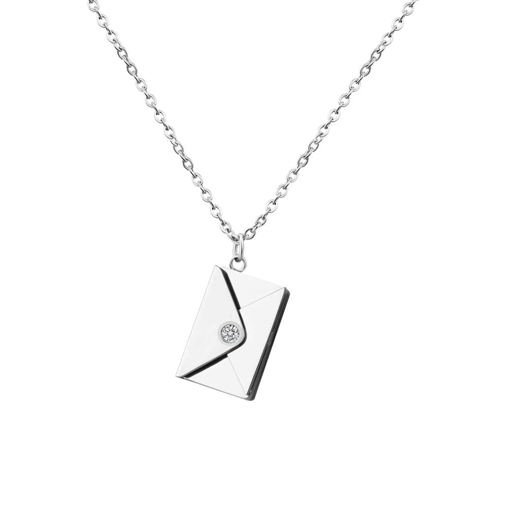 Christmas Gift Personalized Diamond Envelope Necklace