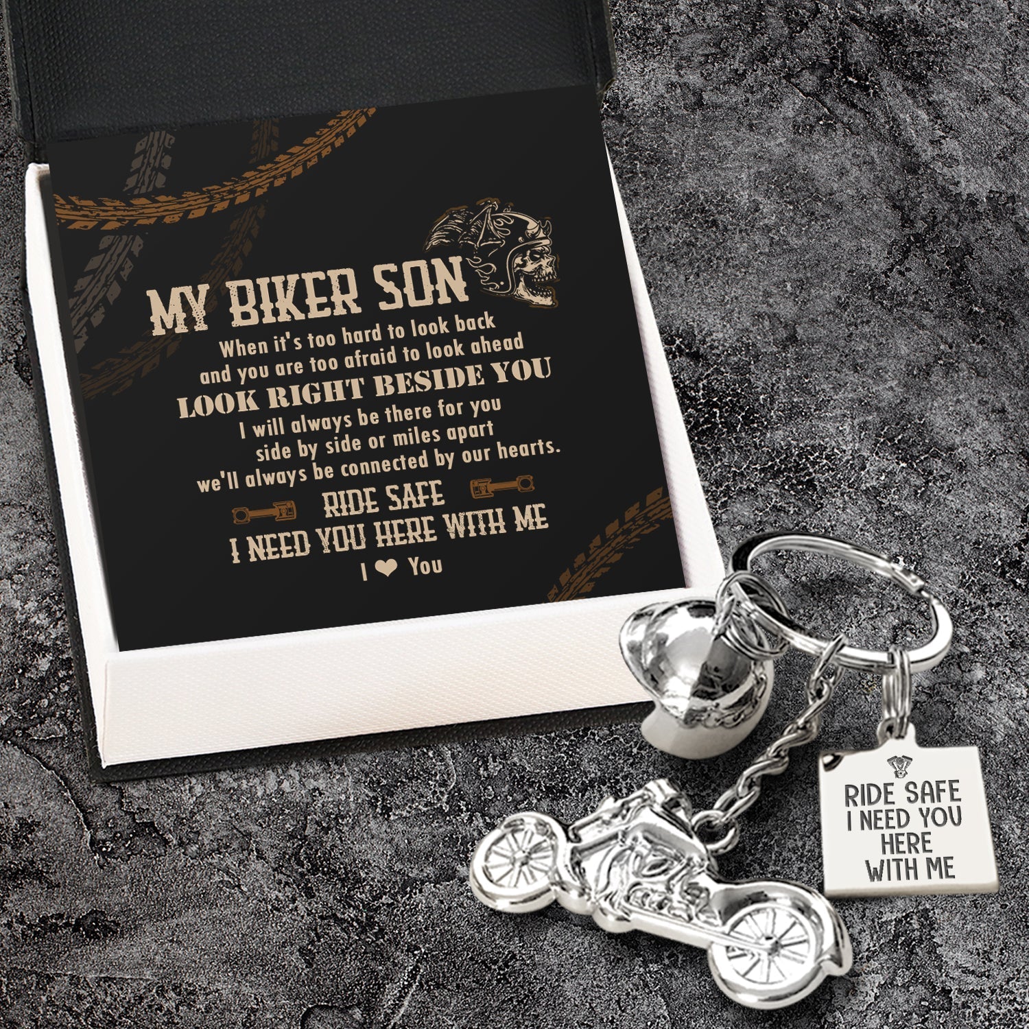 Mother's Day Gift Classic Bike Keychain - Biker - To My Biker Son - You Are Capable Of Achieving Anything You Put Your Mind To-Engravingift