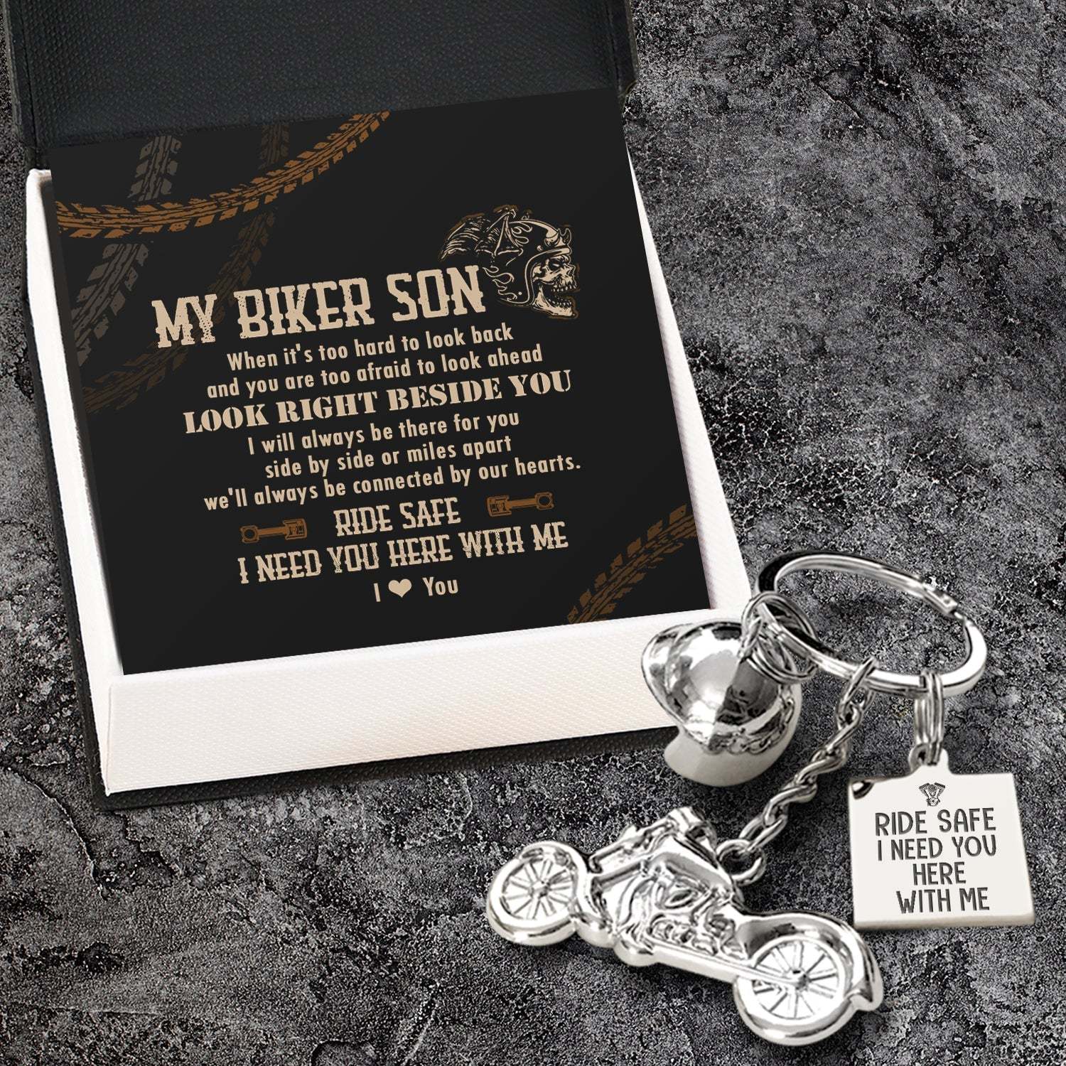 Mother's Day Gift Classic Bike Keychain - Biker - To My Biker Son - You Are Capable Of Achieving Anything You Put Your Mind To-Engravingift