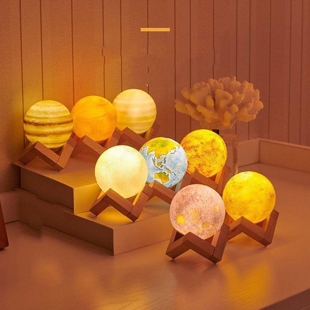 Mother's Day Gift Eight planets 3D Print LED Lamp Set-Engravingift