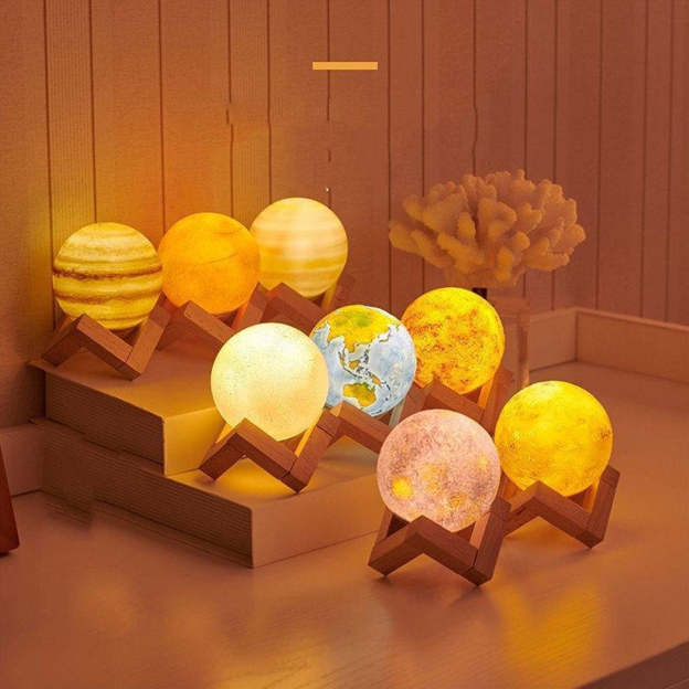 Mother's Day Gift Eight planets 3D Print LED Lamp Set-Engravingift