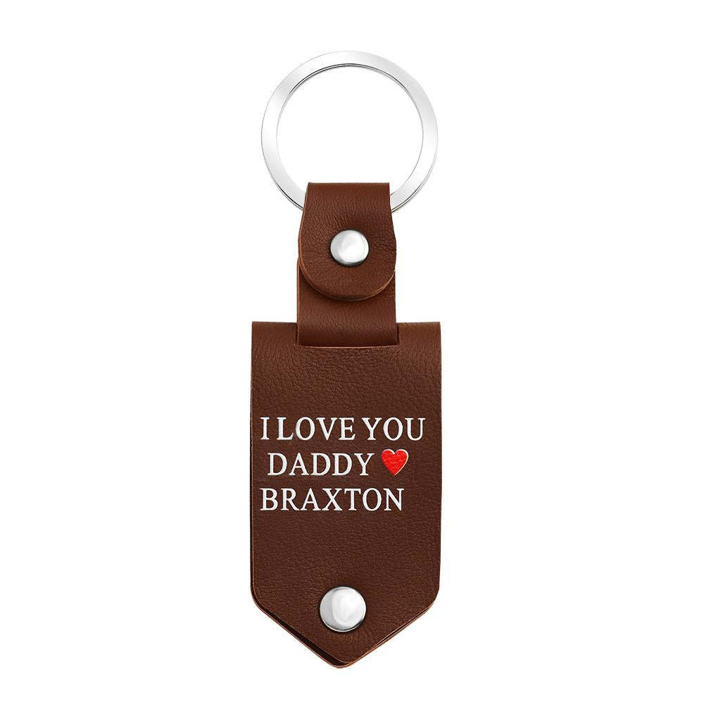 Father's Day Gift Custom Photo cowhide Leather Keychain-Engravingift