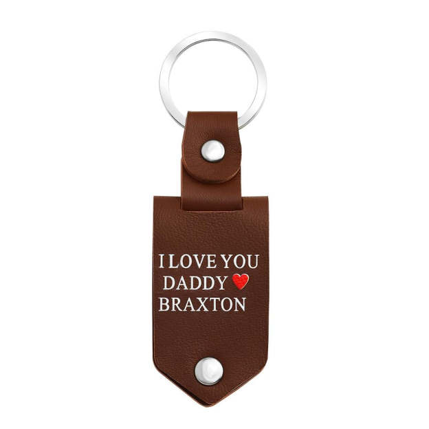 Father's Day Gift Custom Photo cowhide Leather Keychain-Engravingift