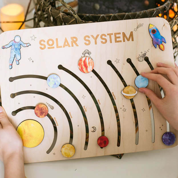 Christmas Gift Wooden Puzzle with Planets of the Solar System-Engravingift
