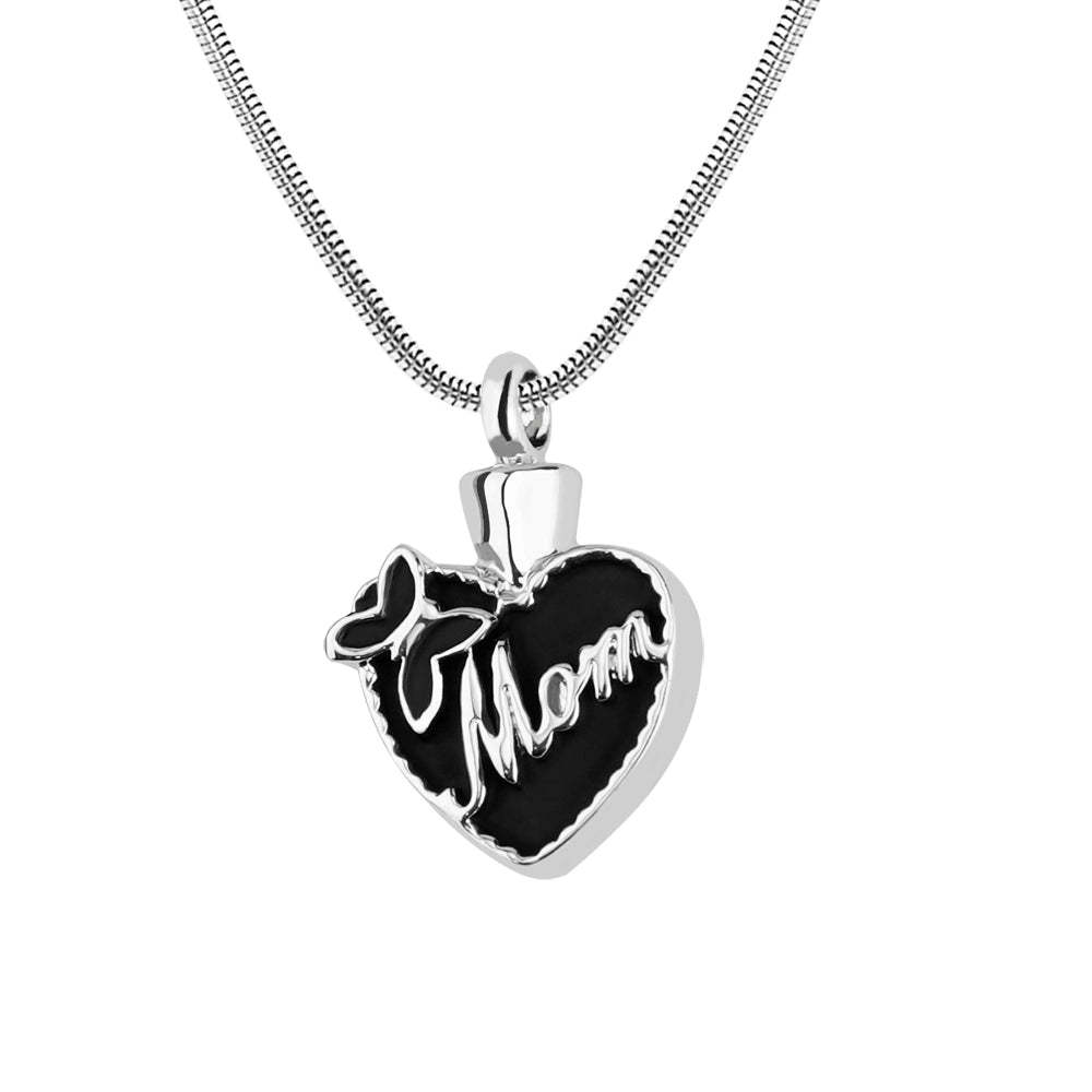 Mother's Day Gift Black peach heart (MOM) necklace-Engravingift