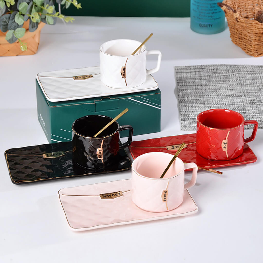 Mother's Day Gift Handbag-Shaped Creative Mug With Saucer & Spoon-Engravingift