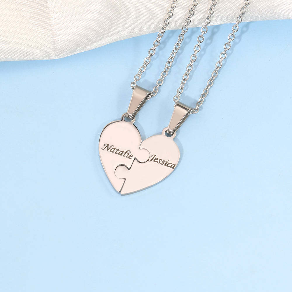 Christmas Gift Family/Sibling/BFF Gift Personalized Heart Puzzle Pieces Necklace or Keychain