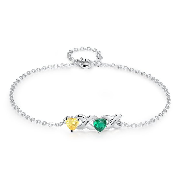 Christmas Gift Personalized Heart birthstone Infinity Family Bracelet