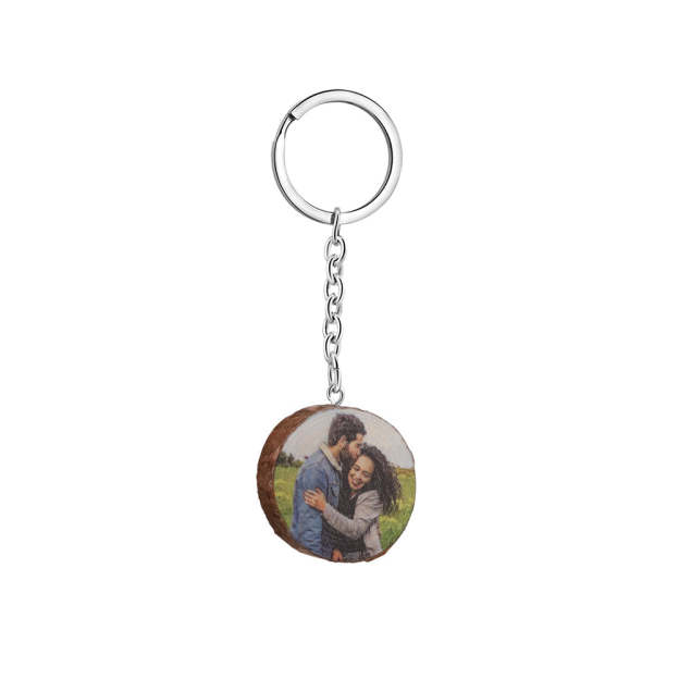 Mother's Day Gift Round log color printing keychain-Engravingift