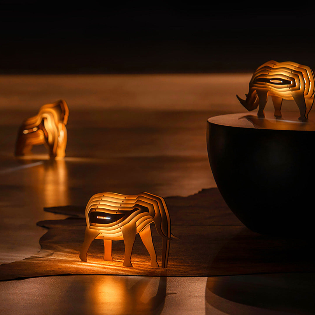 Christmas Gift 3D Wooden Animal Statue Decor Fantasy Lamp-Engravingift