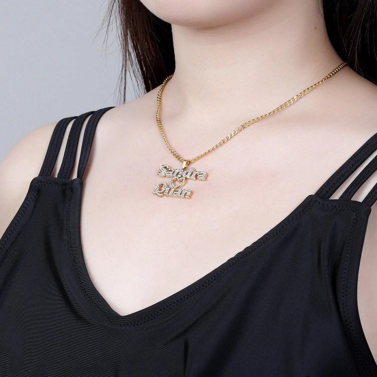 Valentine's Day Gift Sparkling Couple Name Necklace