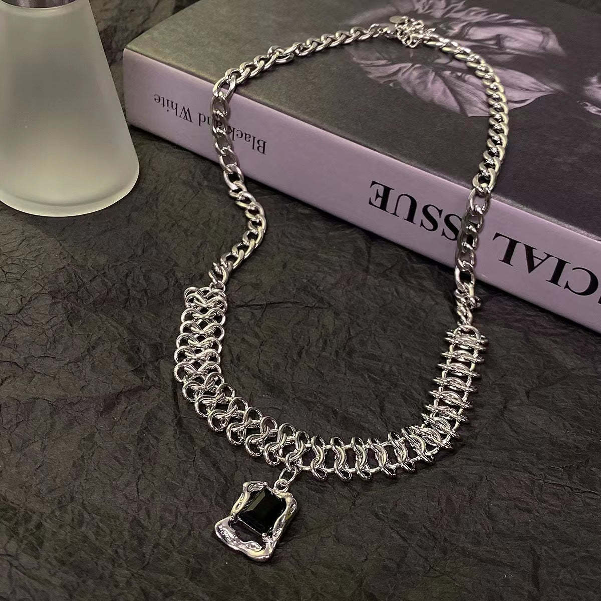 Mother's Day Gift Black Gem Necklace-Engravingift