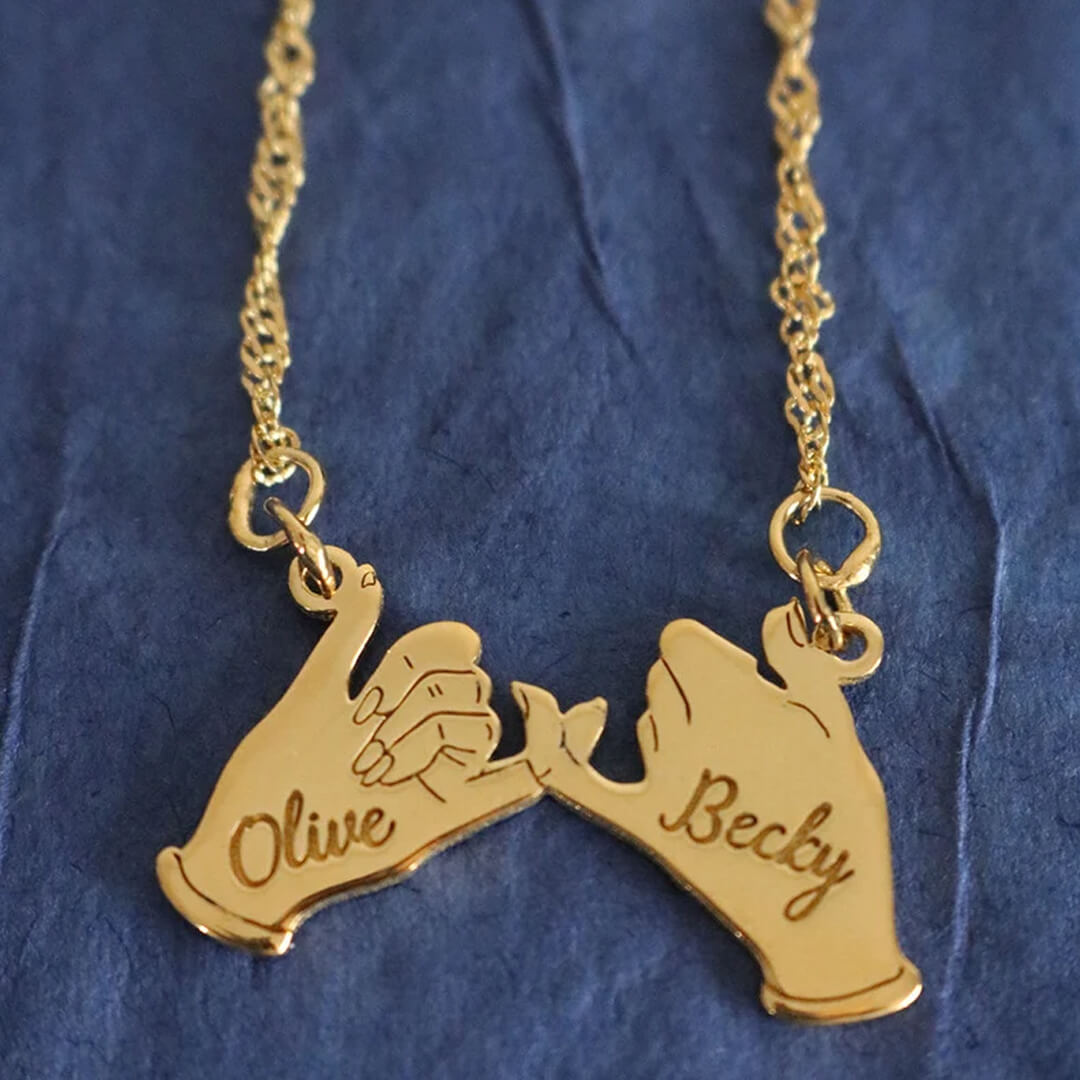 Mother's Day Gift Pinky Promise Name Necklace-Engravingift